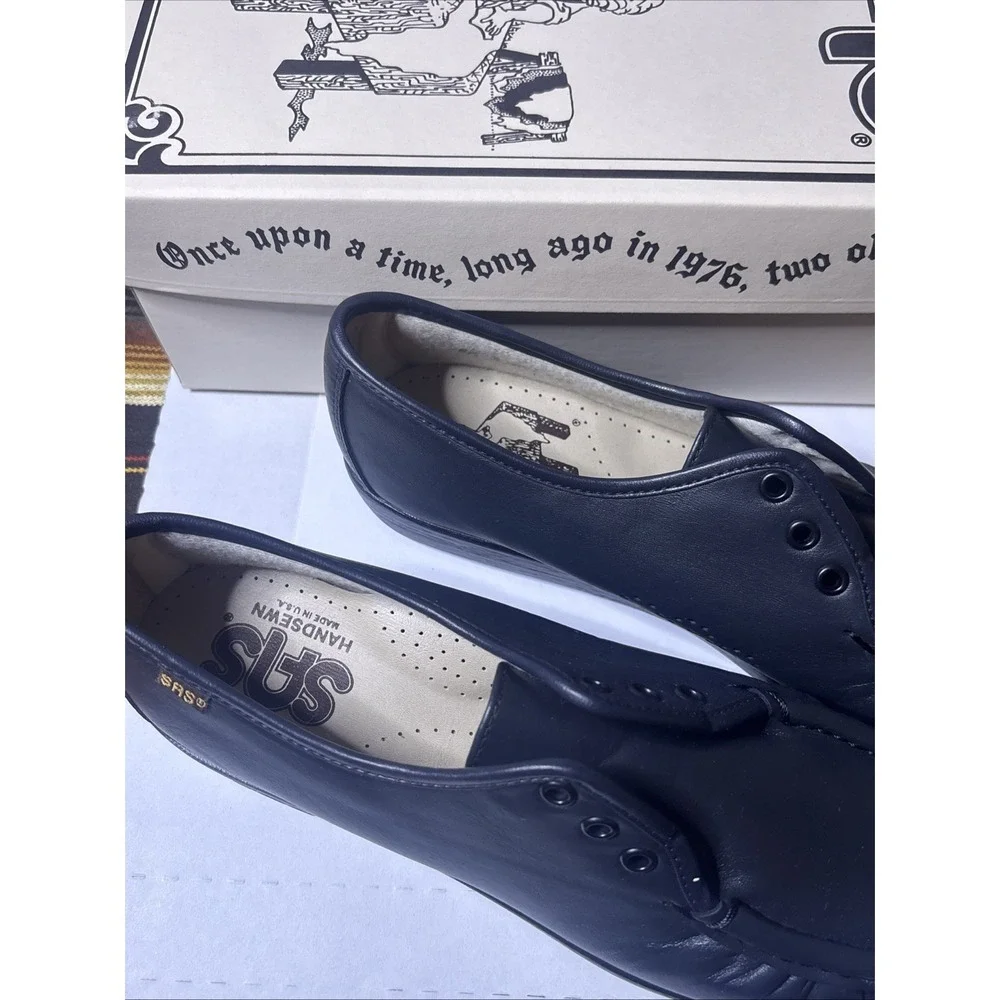 SAS Siesta Navy Leather Comfort Shoes Women's 8.5‎ M USA Made w/ Box Receipt NEW